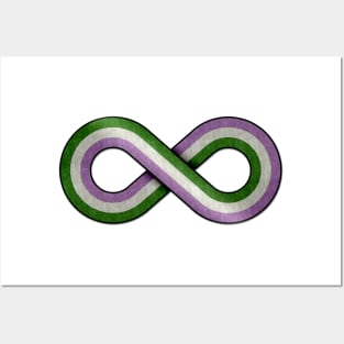 Large Infinity Symbol Striped with Genderqueer Pride Flag Posters and Art